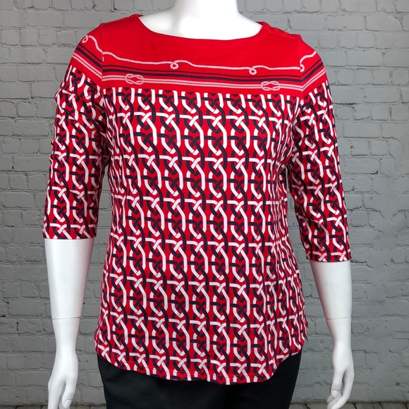 0X 3X Charter Club Red White & Blue Nautical Top - Picture 2 of 5